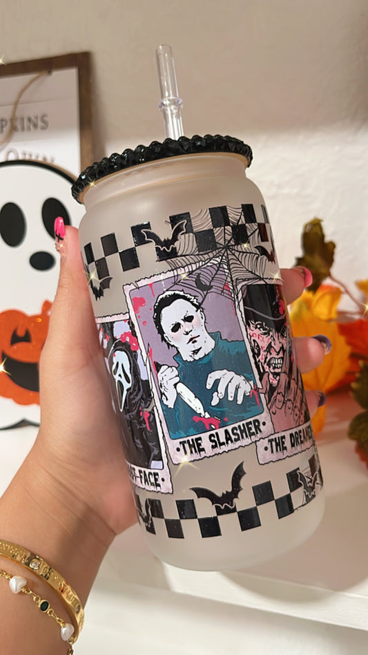 Halloween Cups Glass, Horror Movie Cup, Retro Halloween