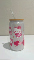 Pink kitty glass cup