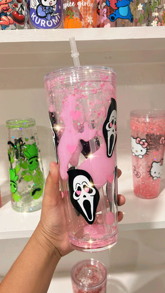 Pink drip tumbler
